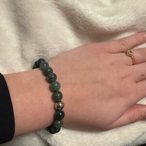Elegant Green Moss Agate Beaded Bracelet